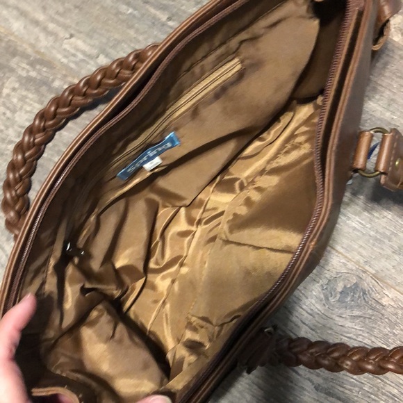 NEW Spring Faux Leather Shoulder Bag Dark Brown Medium Size (19” x 6.5”) - Picture 4 of 7